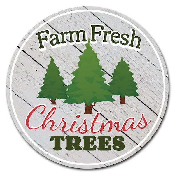 Corrugated Plastic Sign With Stakes 24in Circular-Farm Fresh Trees